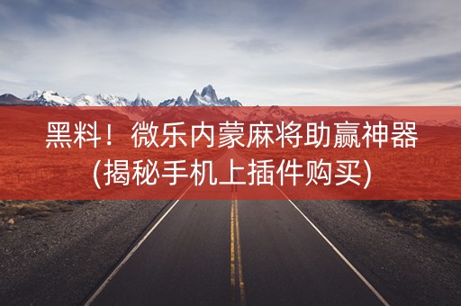 黑料！微乐内蒙麻将助赢神器(揭秘手机上插件购买)