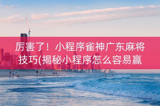 厉害了！小程序雀神广东麻将技巧(揭秘小程序怎么容易赢)