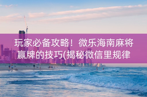 玩家必备攻略！微乐海南麻将赢牌的技巧(揭秘微信里规律攻略)