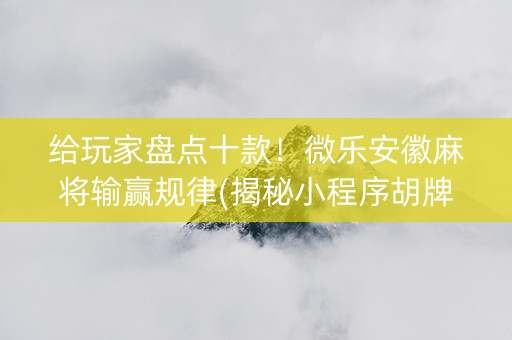 给玩家盘点十款！微乐安徽麻将输赢规律(揭秘小程序胡牌技巧)