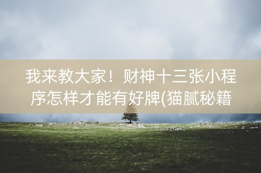 我来教大家！财神十三张小程序怎样才能有好牌(猫腻秘籍真的有挂)