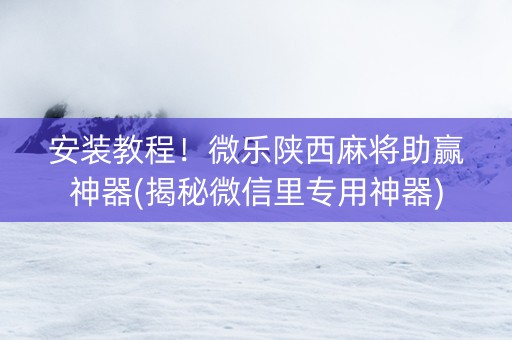 安装教程！微乐陕西麻将助赢神器(揭秘微信里专用神器)