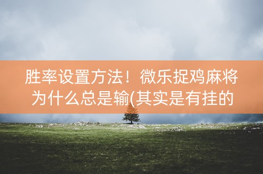 胜率设置方法！微乐捉鸡麻将为什么总是输(其实是有挂的)