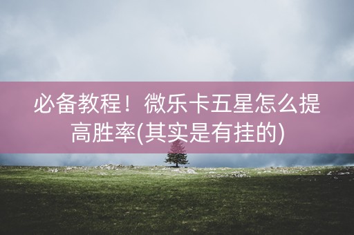 必备教程！微乐卡五星怎么提高胜率(其实是有挂的)