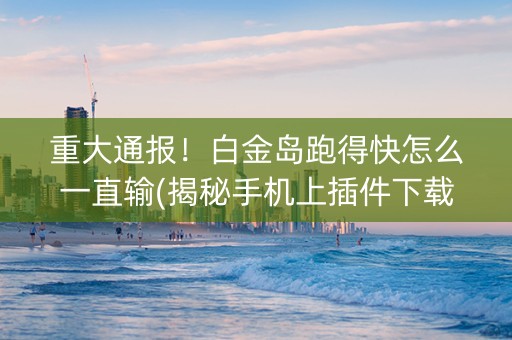 重大通报！白金岛跑得快怎么一直输(揭秘手机上插件下载)