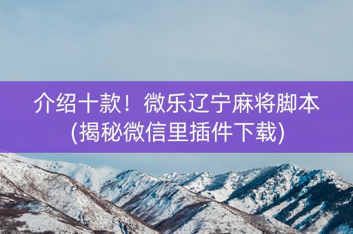 介绍十款！微乐辽宁麻将脚本(揭秘微信里插件下载)