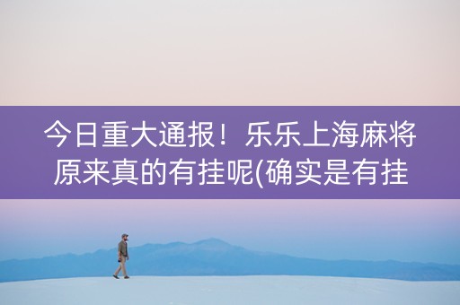 今日重大通报！乐乐上海麻将原来真的有挂呢(确实是有挂的)