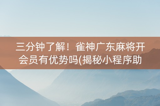 三分钟了解！雀神广东麻将开会员有优势吗(揭秘小程序助赢软件)