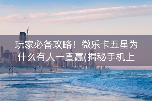 玩家必备攻略！微乐卡五星为什么有人一直赢(揭秘手机上怎么容易赢)