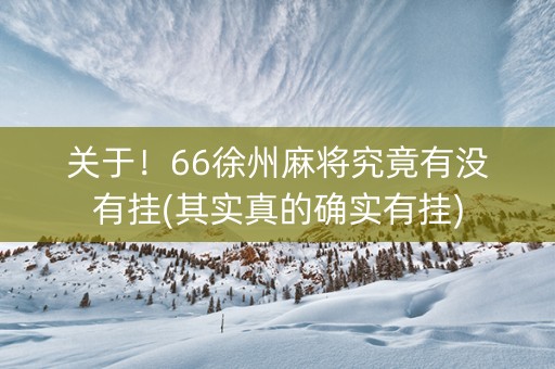 关于！66徐州麻将究竟有没有挂(其实真的确实有挂)