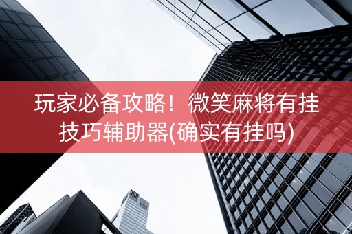 玩家必备攻略！微笑麻将有挂技巧辅助器(确实有挂吗)