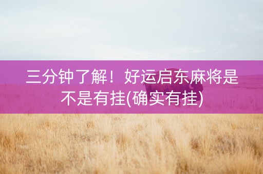三分钟了解！好运启东麻将是不是有挂(确实有挂)