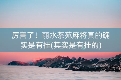 厉害了！丽水茶苑麻将真的确实是有挂(其实是有挂的)