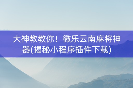 大神教教你！微乐云南麻将神器(揭秘小程序插件下载)
