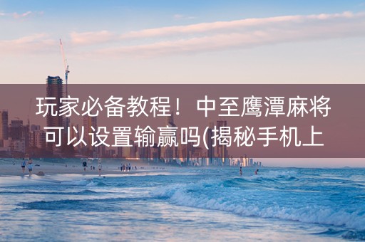 玩家必备教程！中至鹰潭麻将可以设置输赢吗(揭秘手机上专用神器)