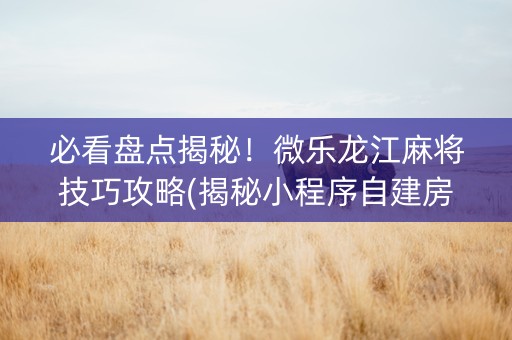 必看盘点揭秘！微乐龙江麻将技巧攻略(揭秘小程序自建房怎么赢)