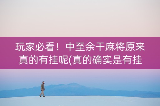 玩家必看！中至余干麻将原来真的有挂呢(真的确实是有挂)