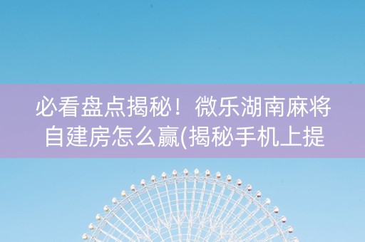 必看盘点揭秘！微乐湖南麻将自建房怎么赢(揭秘手机上提高胜率)