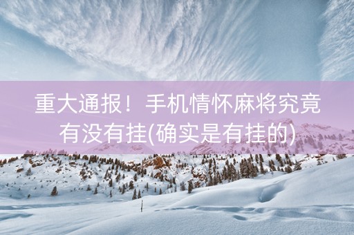 重大通报！手机情怀麻将究竟有没有挂(确实是有挂的)