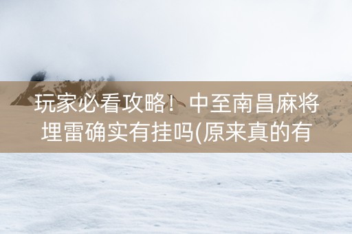 玩家必看攻略！中至南昌麻将埋雷确实有挂吗(原来真的有挂)