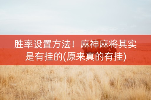胜率设置方法！麻神麻将其实是有挂的(原来真的有挂)