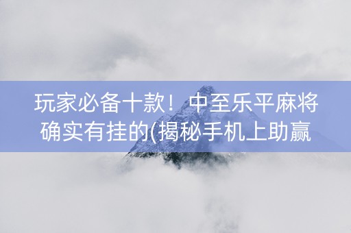玩家必备十款！中至乐平麻将确实有挂的(揭秘手机上助赢神器购买)