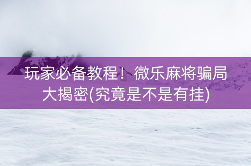 玩家必备教程！微乐麻将骗局大揭密(究竟是不是有挂)