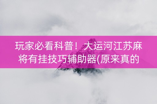 玩家必看科普！大运河江苏麻将有挂技巧辅助器(原来真的有挂)