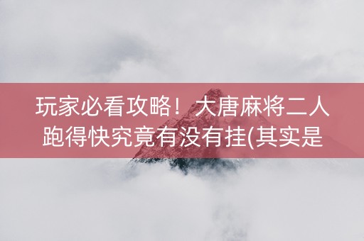 玩家必看攻略！大唐麻将二人跑得快究竟有没有挂(其实是有挂确实有挂)