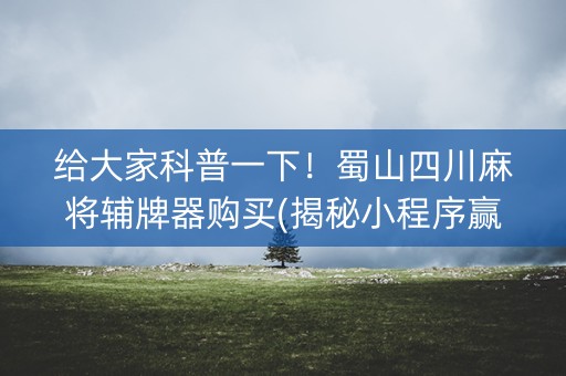 给大家科普一下！蜀山四川麻将辅牌器购买(揭秘小程序赢的秘诀)