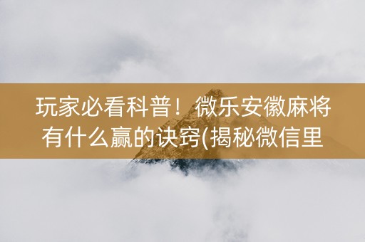 玩家必看科普！微乐安徽麻将有什么赢的诀窍(揭秘微信里如何让牌变好)