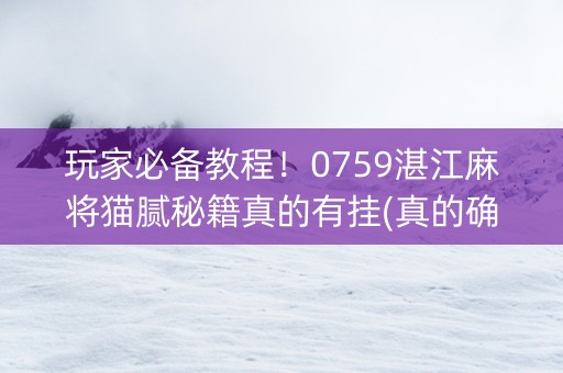 玩家必备教程！0759湛江麻将猫腻秘籍真的有挂(真的确实是有挂)