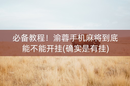 必备教程！渝蓉手机麻将到底能不能开挂(确实是有挂)