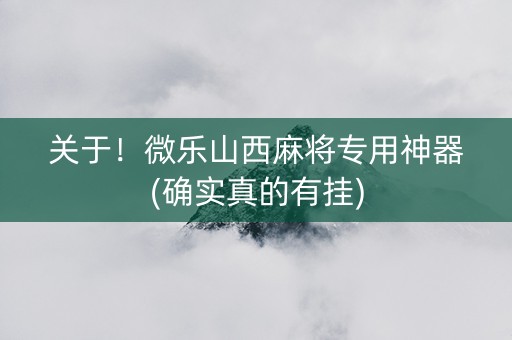 关于！微乐山西麻将专用神器(确实真的有挂)