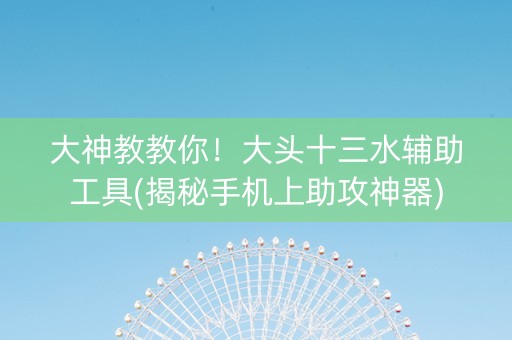 大神教教你！大头十三水辅助工具(揭秘手机上助攻神器)