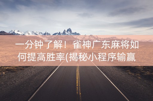 一分钟了解！雀神广东麻将如何提高胜率(揭秘小程序输赢规律)