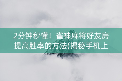 2分钟秒懂！雀神麻将好友房提高胜率的方法(揭秘手机上胜率到哪调)