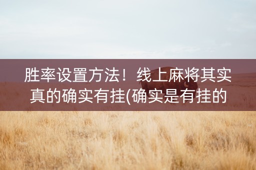 胜率设置方法！线上麻将其实真的确实有挂(确实是有挂的)