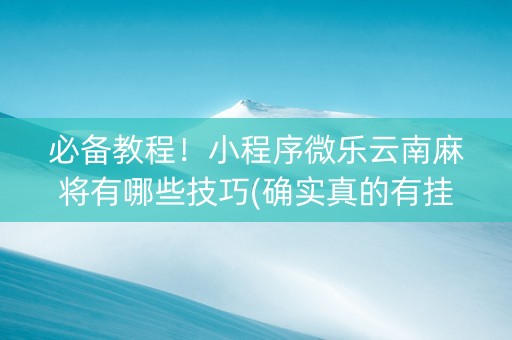 必备教程！小程序微乐云南麻将有哪些技巧(确实真的有挂)