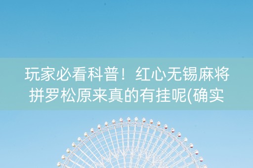 玩家必看科普！红心无锡麻将拼罗松原来真的有挂呢(确实有挂吗)