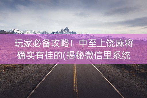 玩家必备攻略！中至上饶麻将确实有挂的(揭秘微信里系统发好牌)