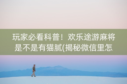 玩家必看科普！欢乐途游麻将是不是有猫腻(揭秘微信里怎么容易赢)