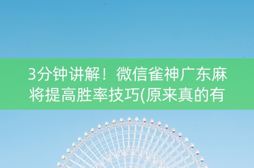 3分钟讲解！微信雀神广东麻将提高胜率技巧(原来真的有挂呢)