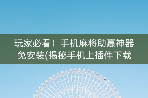 玩家必看！手机麻将助赢神器免安装(揭秘手机上插件下载)