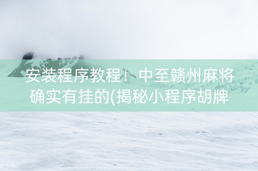 安装程序教程！中至赣州麻将确实有挂的(揭秘小程序胡牌技巧)