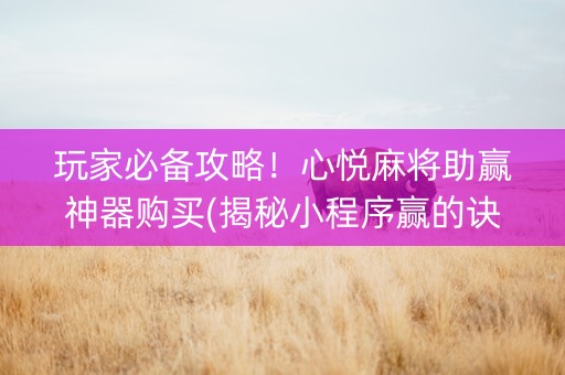 玩家必备攻略！心悦麻将助赢神器购买(揭秘小程序赢的诀窍)