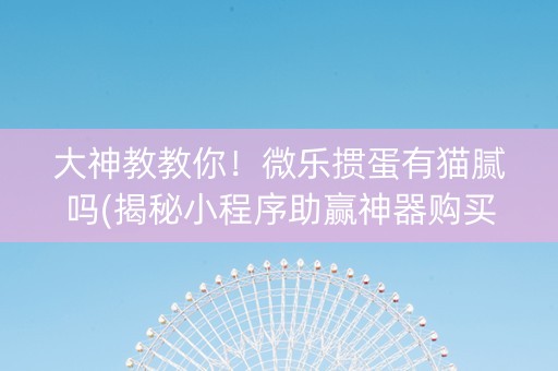 大神教教你！微乐掼蛋有猫腻吗(揭秘小程序助赢神器购买)
