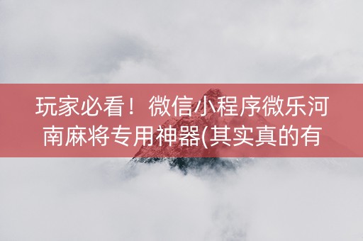 玩家必看！微信小程序微乐河南麻将专用神器(其实真的有挂)
