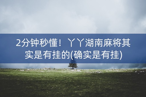 2分钟秒懂！丫丫湖南麻将其实是有挂的(确实是有挂)
