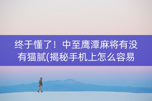 终于懂了！中至鹰潭麻将有没有猫腻(揭秘手机上怎么容易赢)